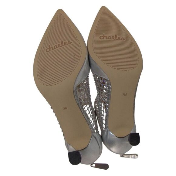 NEW Charles by Charles David Arnie Bling Sliver Mesh Metallic Booties Size 7 - Picture 9 of 9